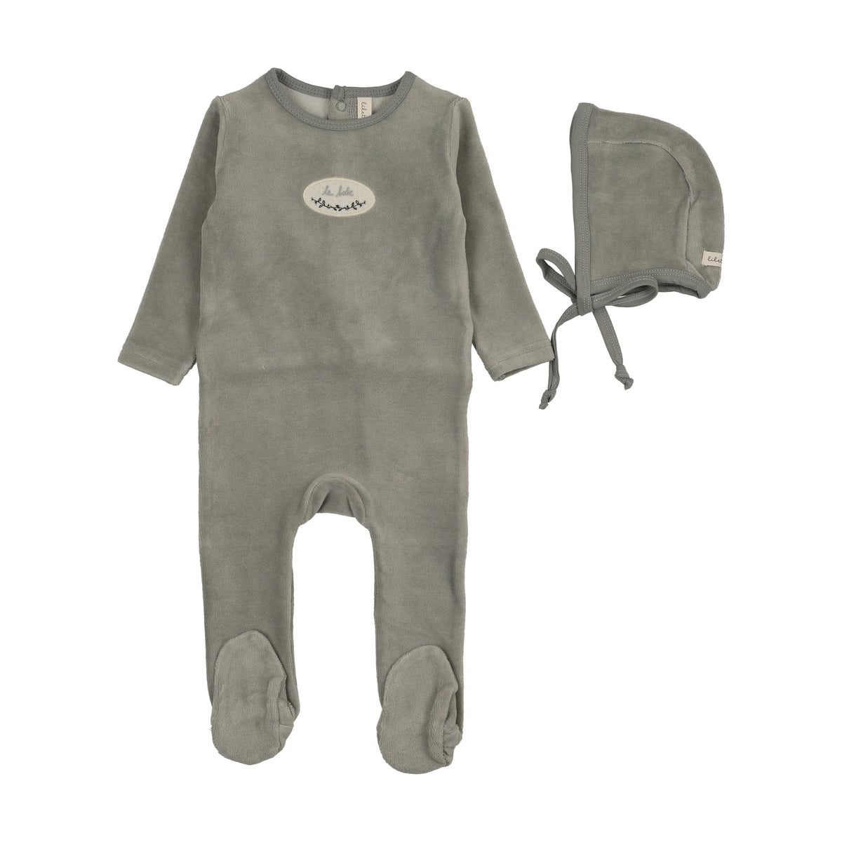 LILETTE LIGHT BLUE VELOUR PATCH FOOTIES SET