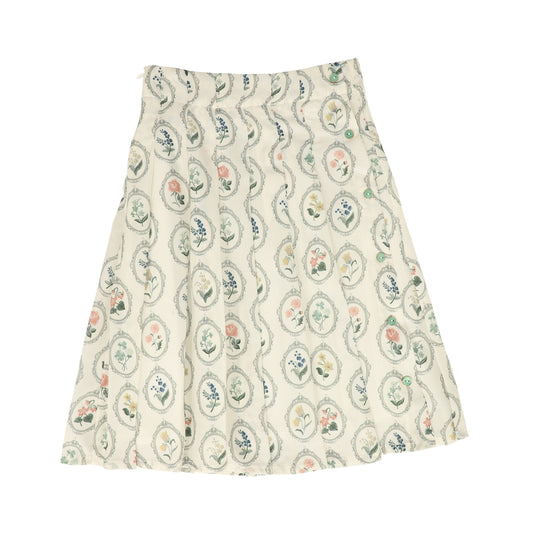 ONE CHILD CREAM FLORAL PATCH SKIRT [FINAL SALE]