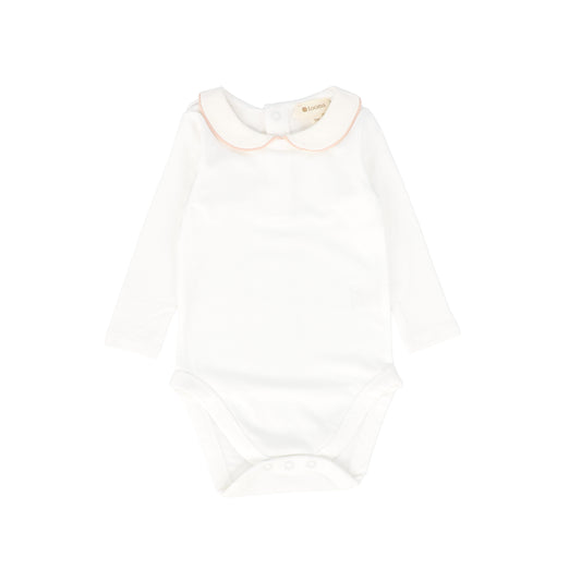 LOOMS WHITE/PINK PIPING COLLAR ONESIE