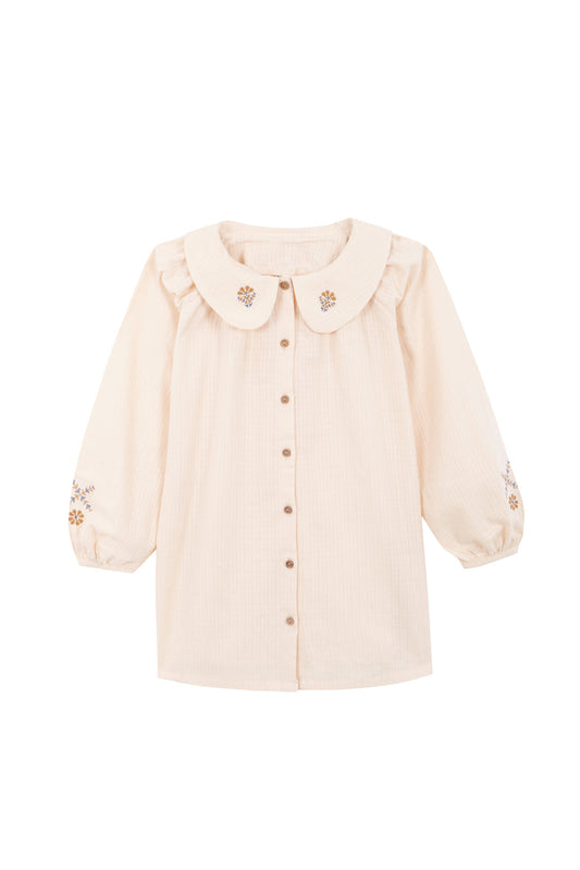 BIRINIT PETIT CREAM EMBROIDERED DRESS