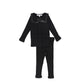 LITTLE PARNI BLACK BIB COLLARED BUTTON CARDIGAN SET