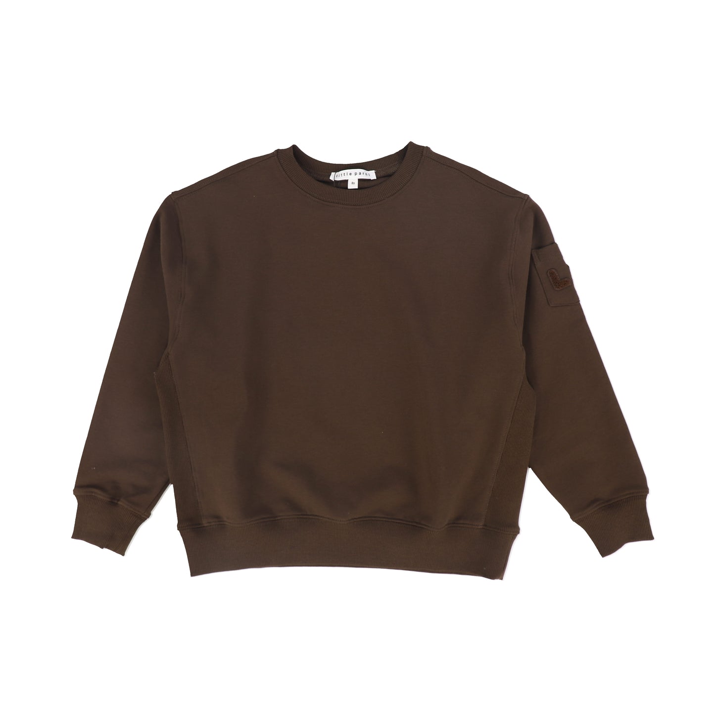 LITTLE PARNI BROWN POCKET SWEATSHIRT