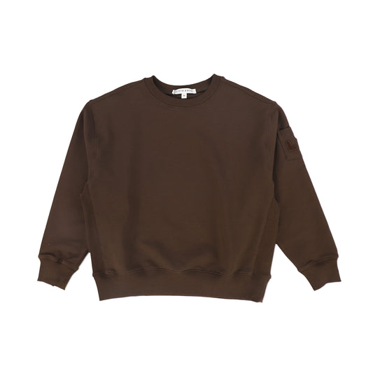 LITTLE PARNI BROWN POCKET SWEATSHIRT