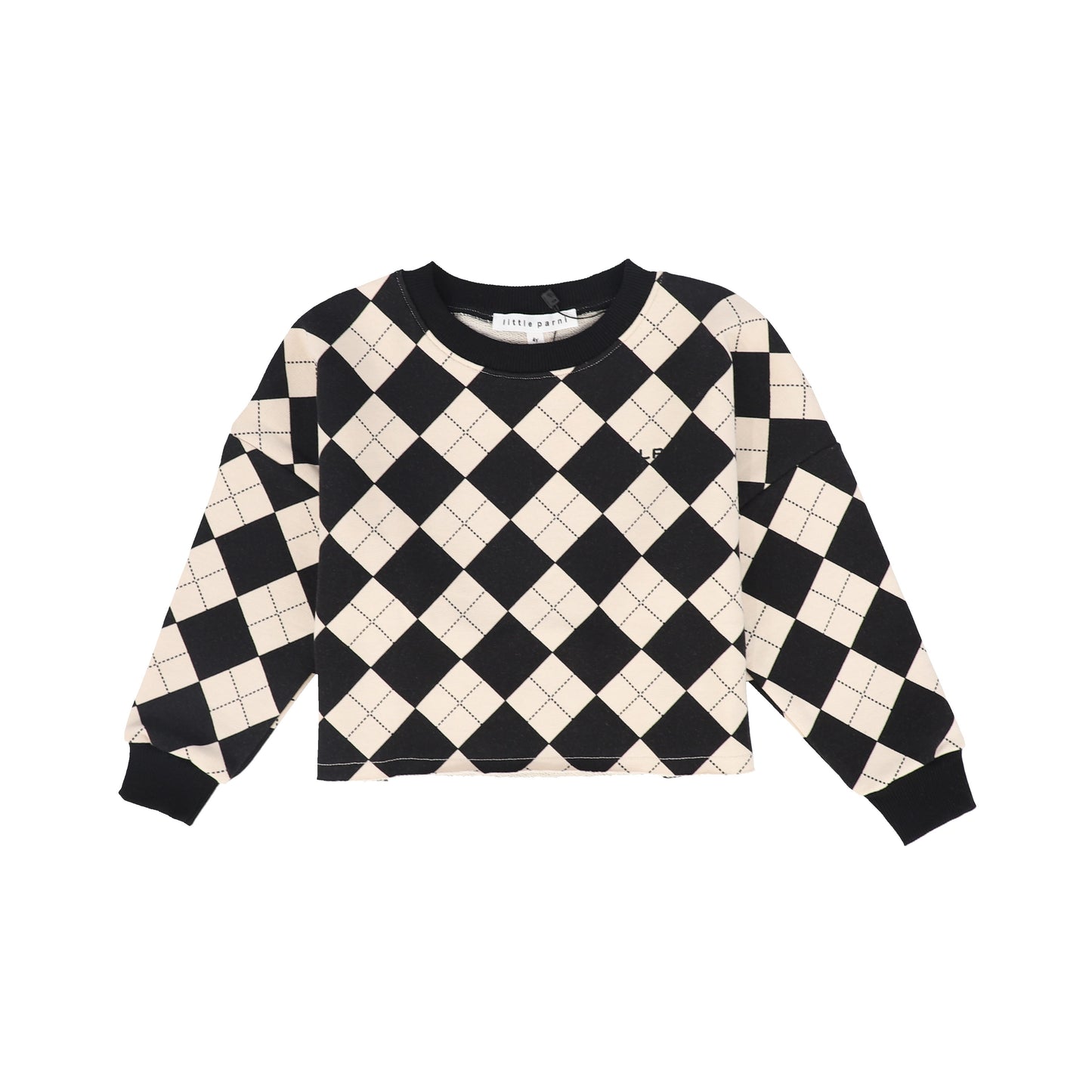 LITTLE PARNI BLACK ARGYLE SWEATSHIRT