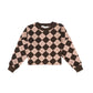 LITTLE PARNI BROWN ARGYLE SWEATSHIRT