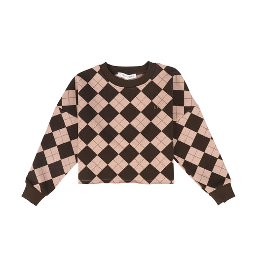 LITTLE PARNI BROWN ARGYLE SWEATSHIRT