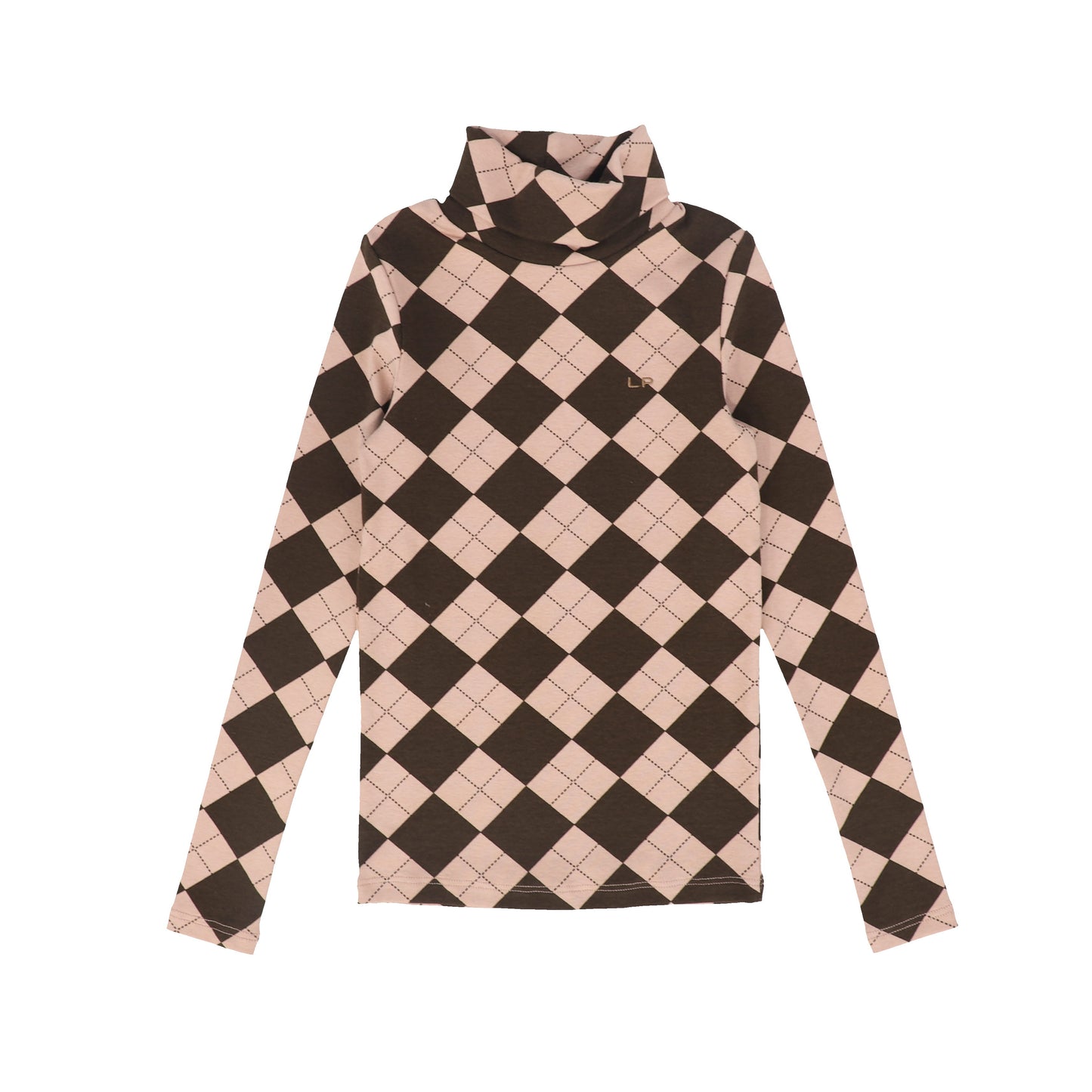 LITTLE PARNI BROWN ARGYLE TURTLENECK
