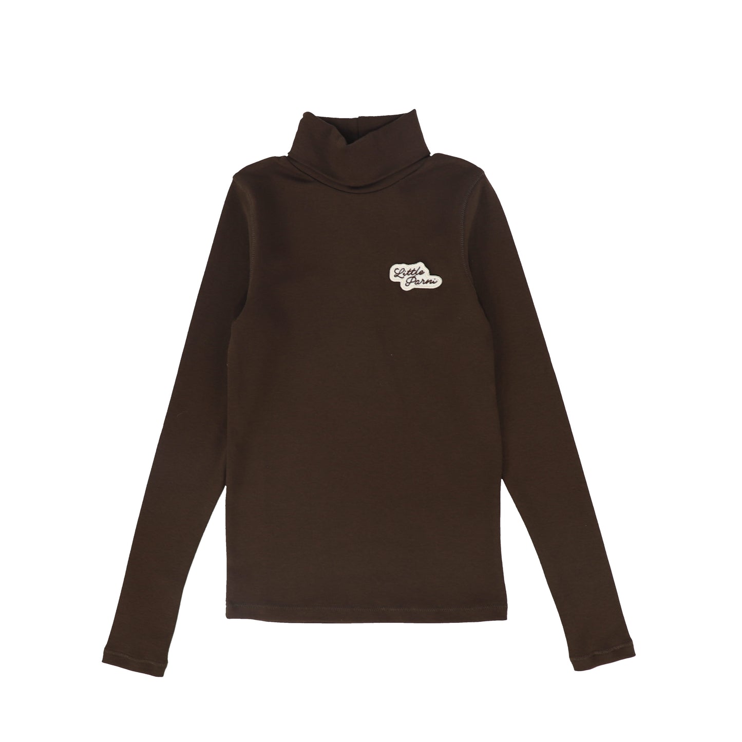 LITTLE PARNI BROWN LOGO TURTLENECK