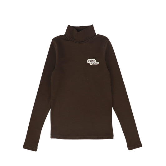 LITTLE PARNI BROWN LOGO TURTLENECK