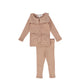 LITTLE PARNI PINK BIB COLLARED BUTTON CARDIGAN SET