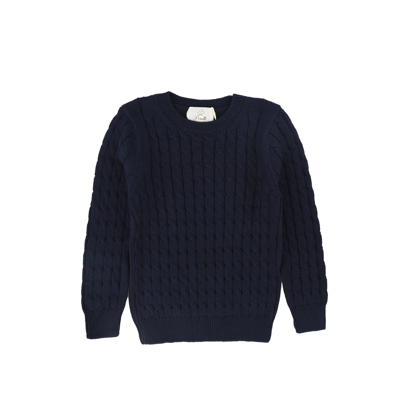 PERNILLE NAVY CABLE KNIT SWEATER