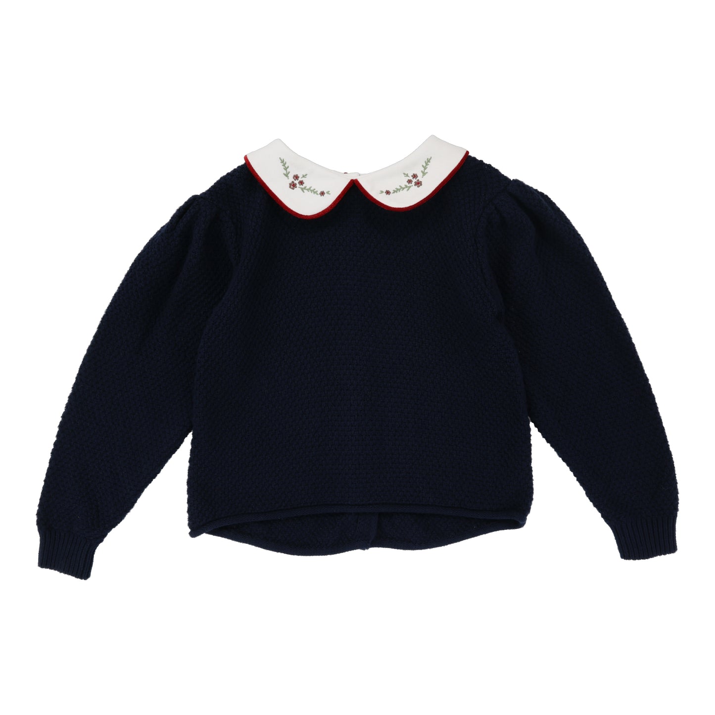 ANALOGIE NAVY KNIT EMBROIDERED COLLAR SWEATER [FINAL SALE]