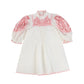 PETITE AMALIE WHITE/PINK EMBROIDERED LINEN SMOCKED DRESS [FINAL SALE]