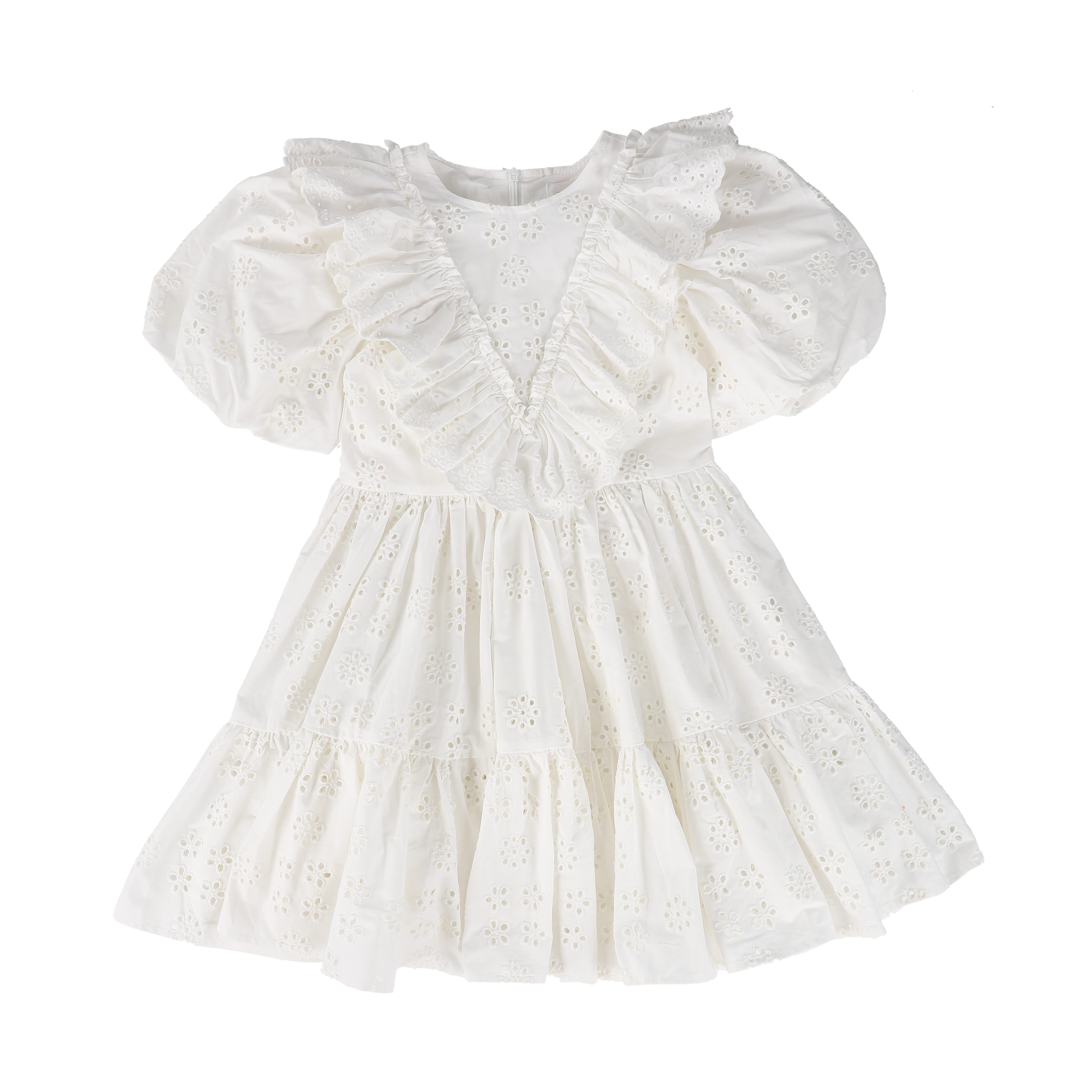 White ruffle hotsell trim dress