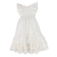 PETITE AMALIE WHITE EMBROIDERED FLOWER TULLE DRESS