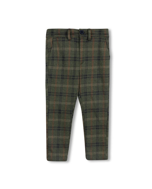 HARPER JAMES OLIVE/NAVY WOOL PLAID PANTS
