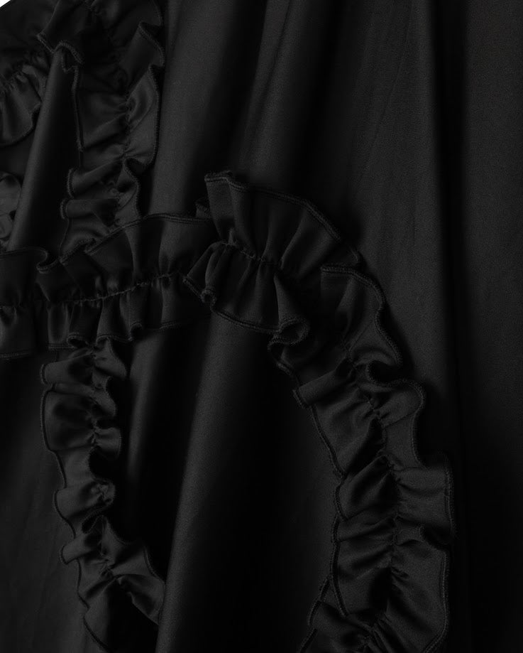 MALLORY AND MERLOT BLACK RUFFLE TRIM MIDI SKIRT