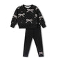 PHIL AND PHOEBE BLACK SCATTERED BOW SWEATSHIRT SET