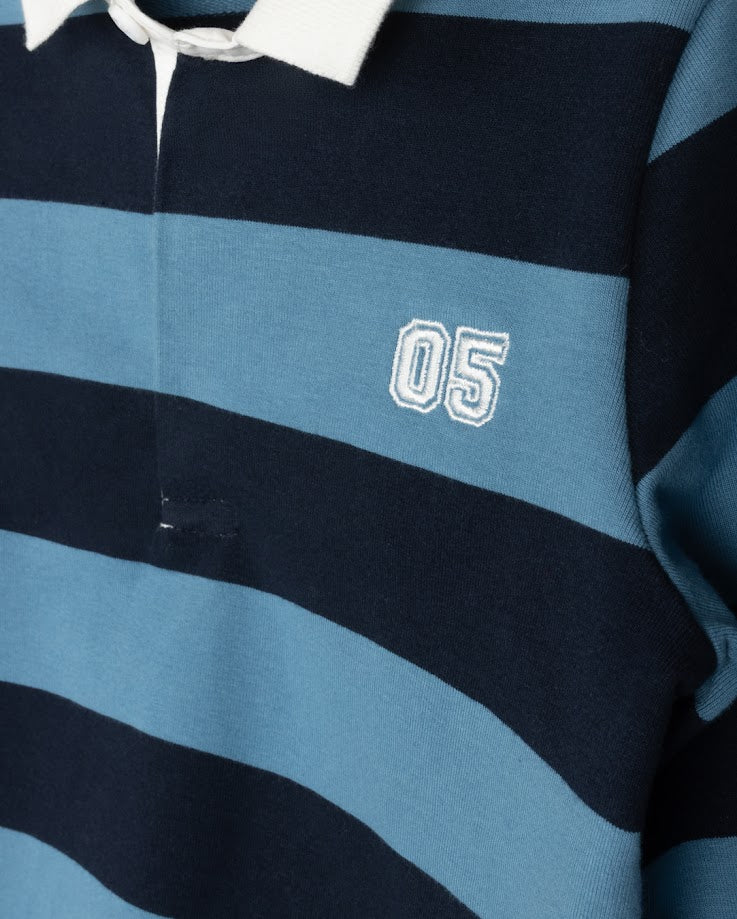 DUKE AND PORT BLUE WIDE STRIPE POLO