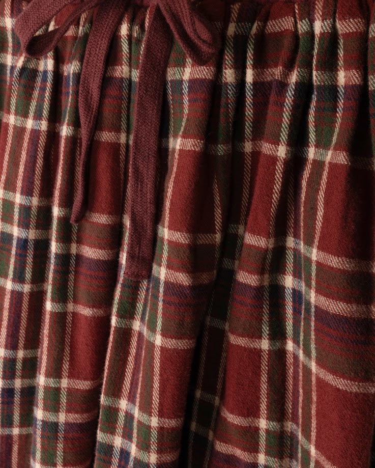 PHIL AND PHOEBE BURGUNDY PLAID TIE SKIRT
