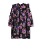 LILOU PURPLE FLORAL RUFFLE SHOULDER DRESS