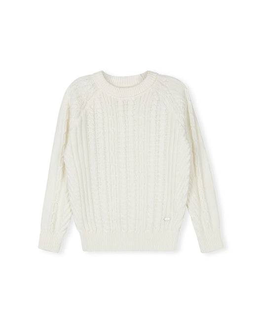 HARPER JAMES IVORY BRAIDED KNIT SWEATER