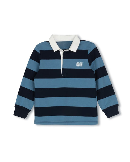 DUKE AND PORT BLUE WIDE STRIPE POLO