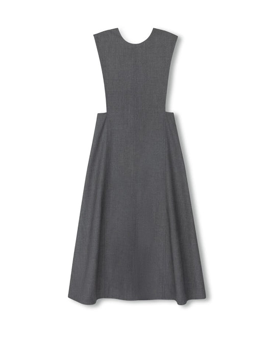 MINIMAL CHARCOAL WOOL V BACK JUMPER