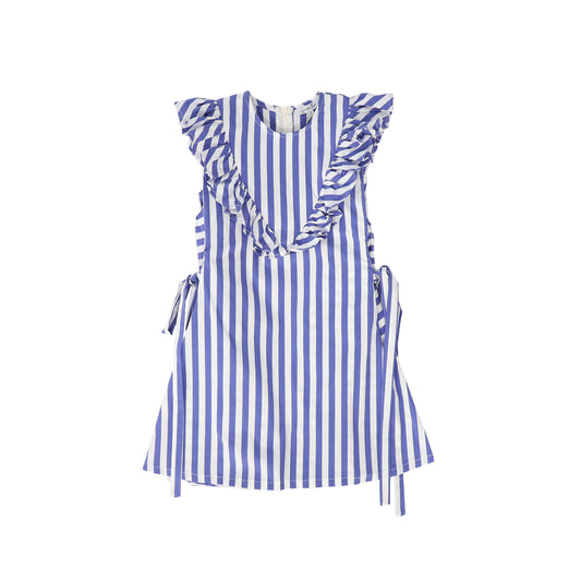PICCOLA LUDO BLUE STRIPE RUFFLE TRIM JUMPER