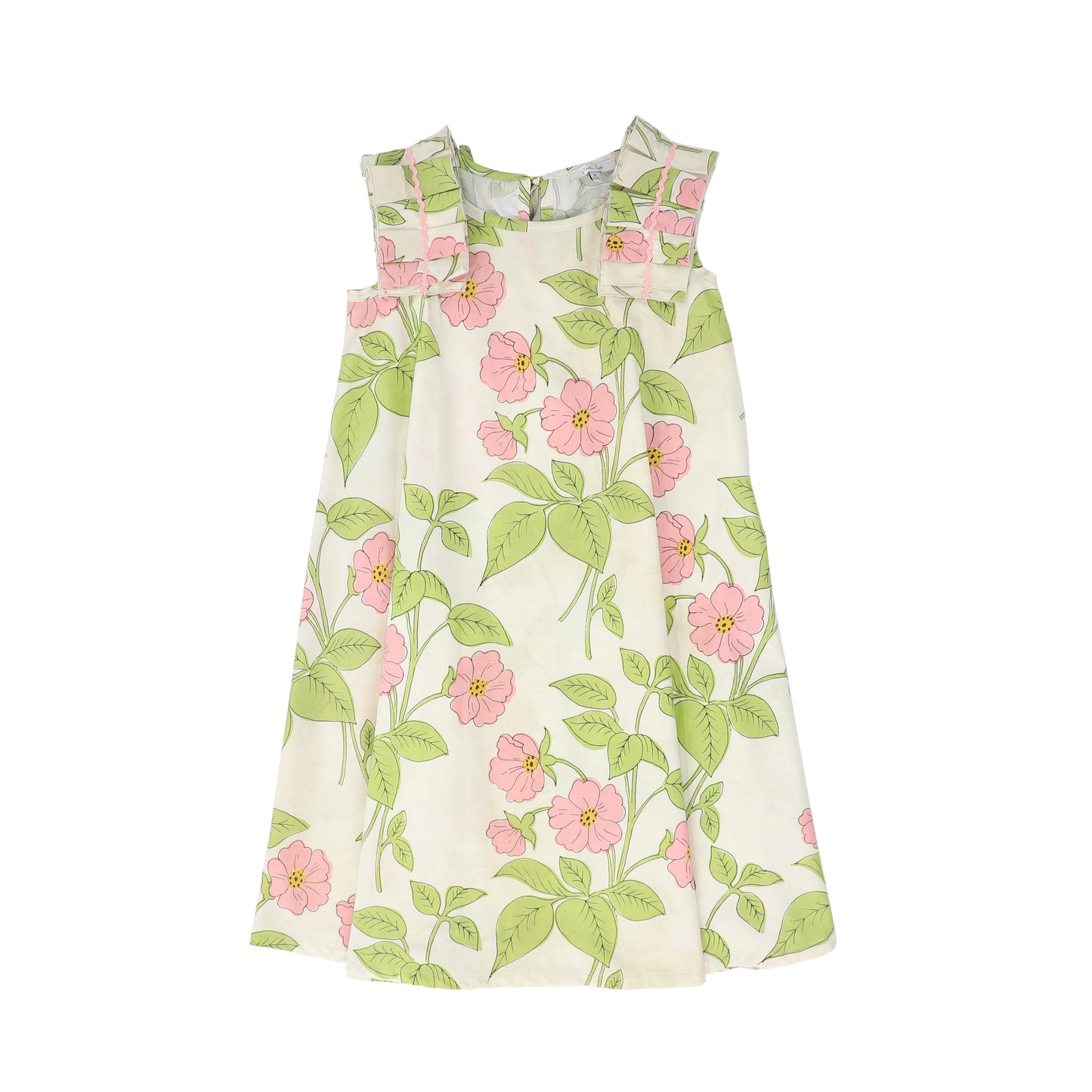 PICCOLA LUDO GREEN/PINK GATHERED JUMPER