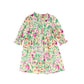 PICCOLA LUDO PEACH/GREEN FLORAL SMOCKED DRESS