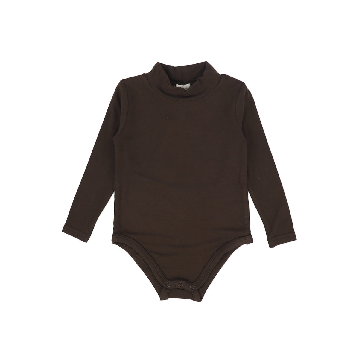 LIL LEGS CHOCOLATE BROWN BAMBOO LONG SLEEVE MOCKNECK ONESIE