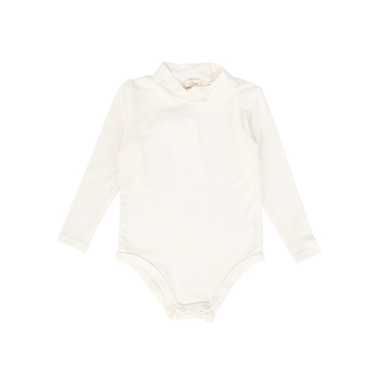 LIL LEGS CREAM BAMBOO LONG SLEEVE MOCKNECK ONESIE
