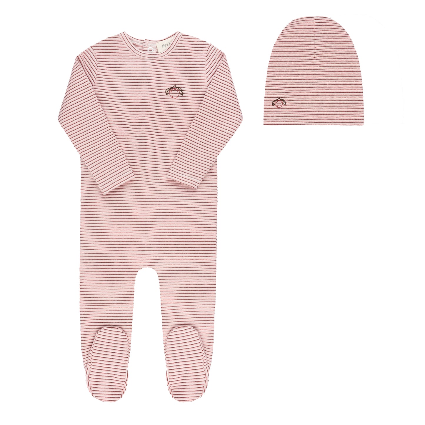 ELY'S & CO PINK STRIPED FOOTIE + BEANIE