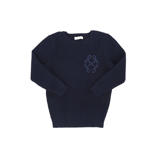 COTTIER NAVY TEXTURED KNIT SWEATER [FINAL SALE]