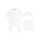 MARMAR WHITE/PINK TRIM COLLAR FOOTIE SET