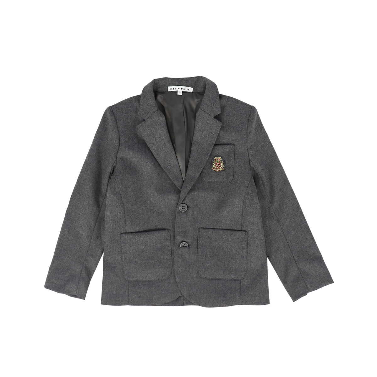 LITTLE PARNI GREY EMBLEM BLAZER