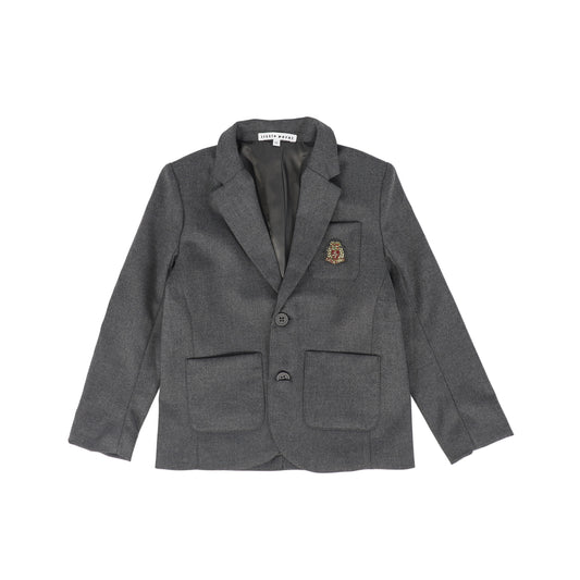 LITTLE PARNI GREY EMBLEM BLAZER