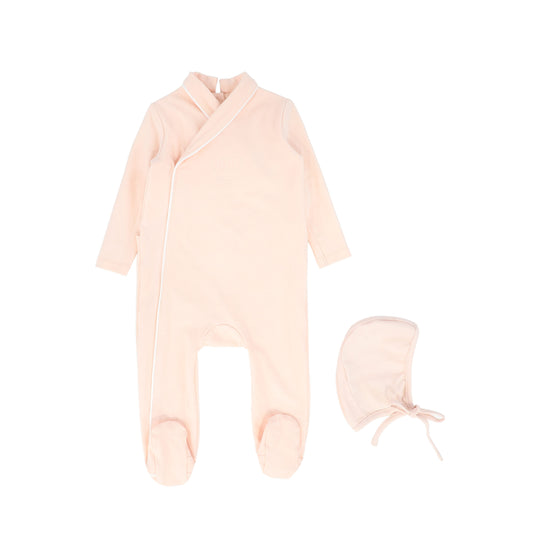BEBE JOLEE PINK PIPED WRAP FOOTIE