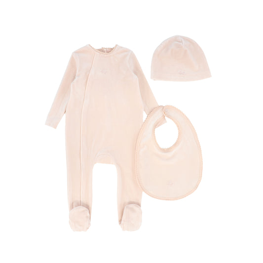 BEBE JOLEE PINK VELOUR COLLAR FOOTIE