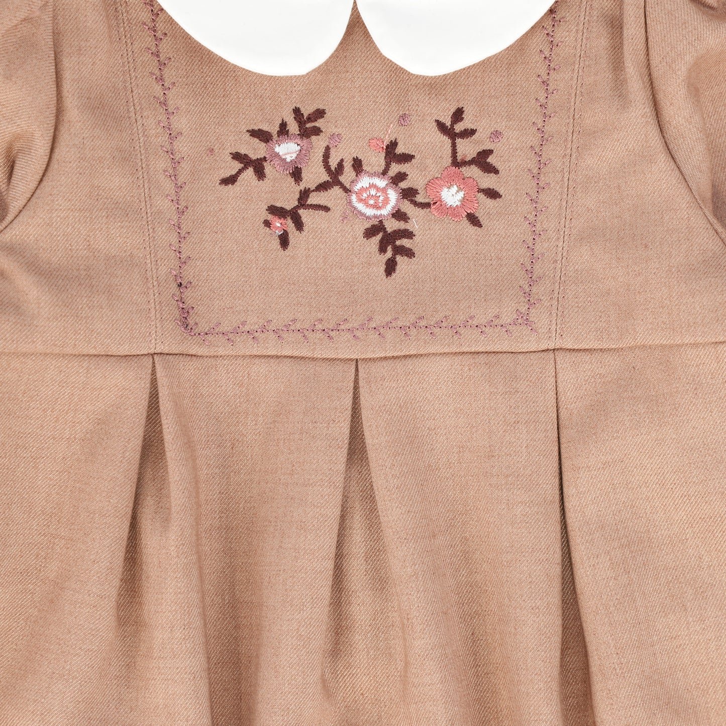 BAMBOO PINK WOOL EMBROIDERED ROMPER