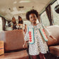 PIUPIUCHICK ECRU/GREEN EMBROIDERED VEST