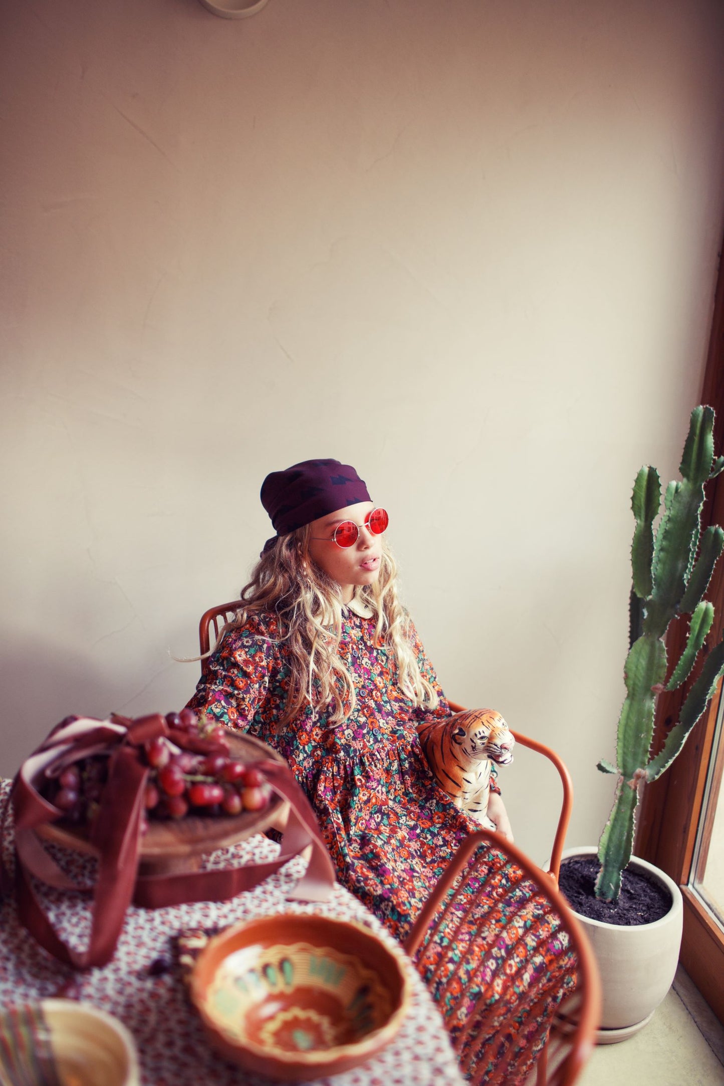 PIUPIUCHICK RUST FLORAL COLLAR DRESS