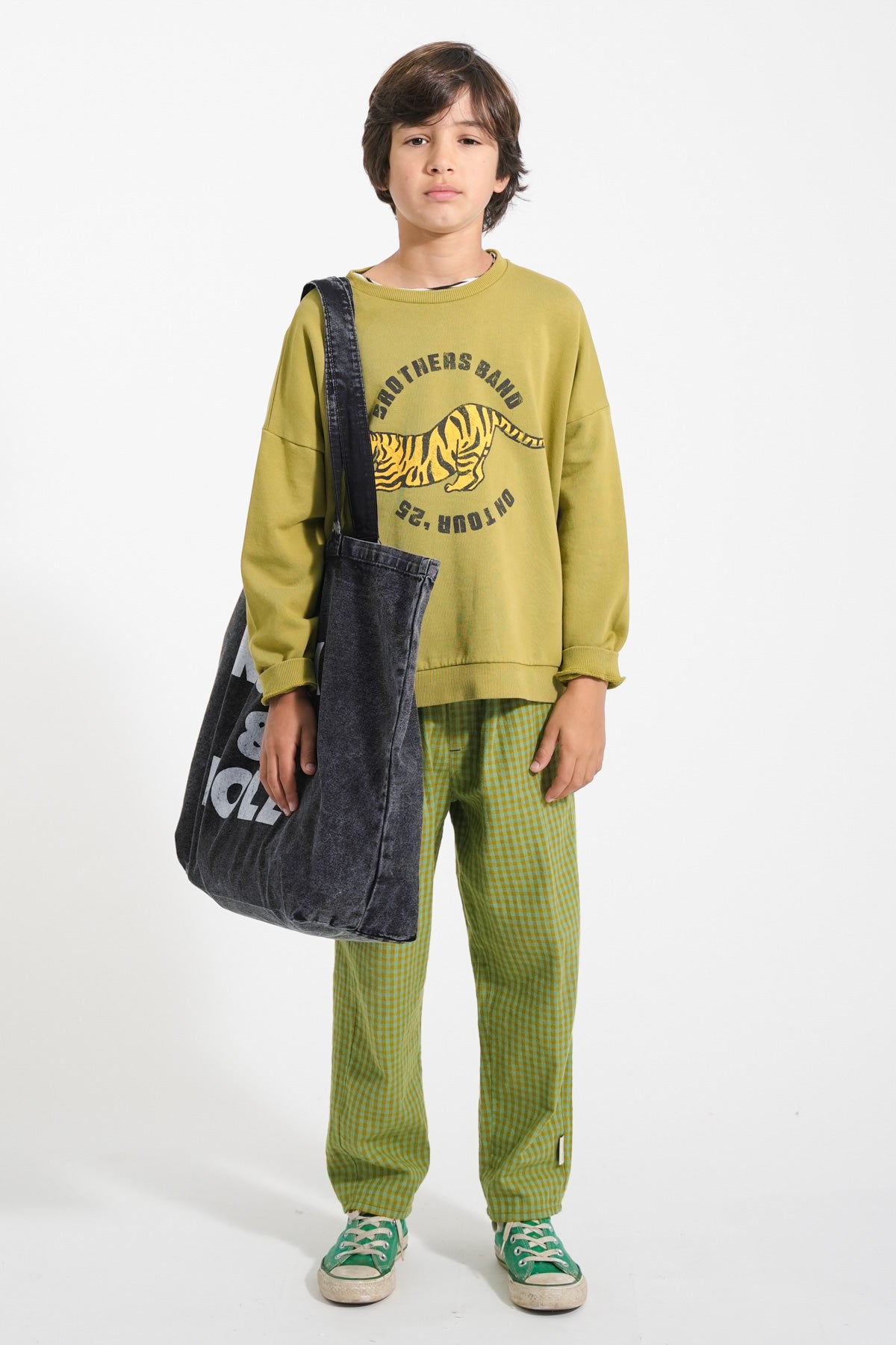 PIUPIUCHICK OLIVE GREEN TIGER PATCH SWEATSHIRT