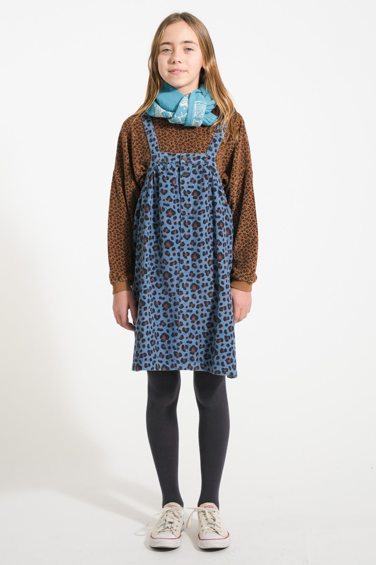 PIUPIUCHICK BLUE ANIMAL PRINT CORDUROY JUMPER