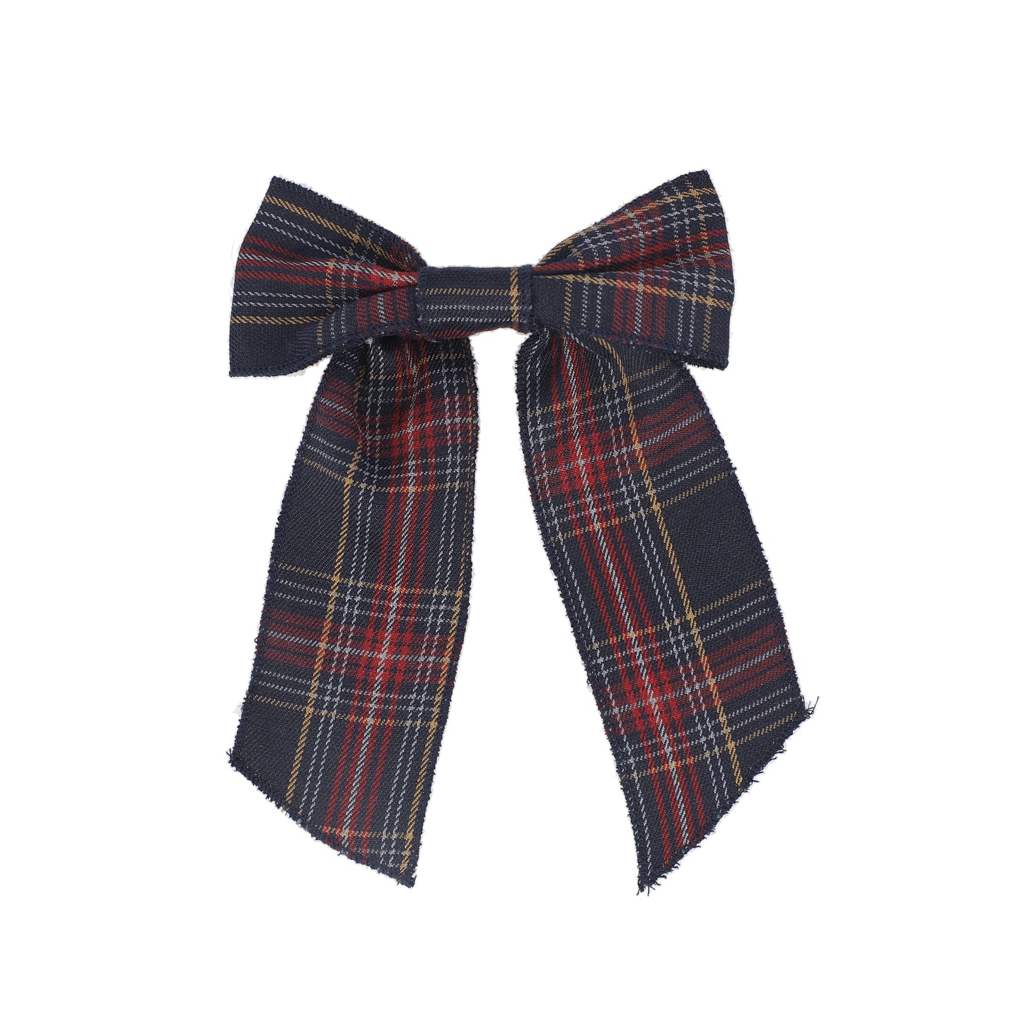 FRANCESCA GUILIANO NAVY/BURGUNDY PLAID EDGED BOW [FINAL SALE]