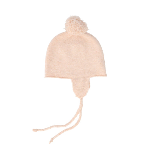 LE ENFANT PINK KNIT POMPOM BONNET