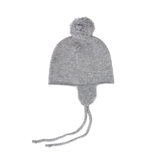 LE ENFANT GREY KNIT POMPOM BONNET