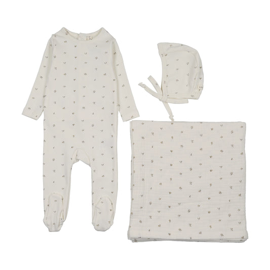 LILETTE CREAM/OAT BITSY FLORAL LAYETTE SET