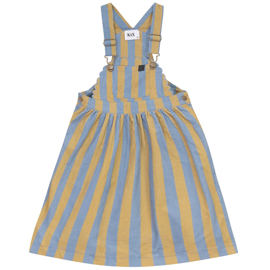 KIX BLUE/YELLOW STRIPED SCALLOP TRIM CORDUROY JUMPER